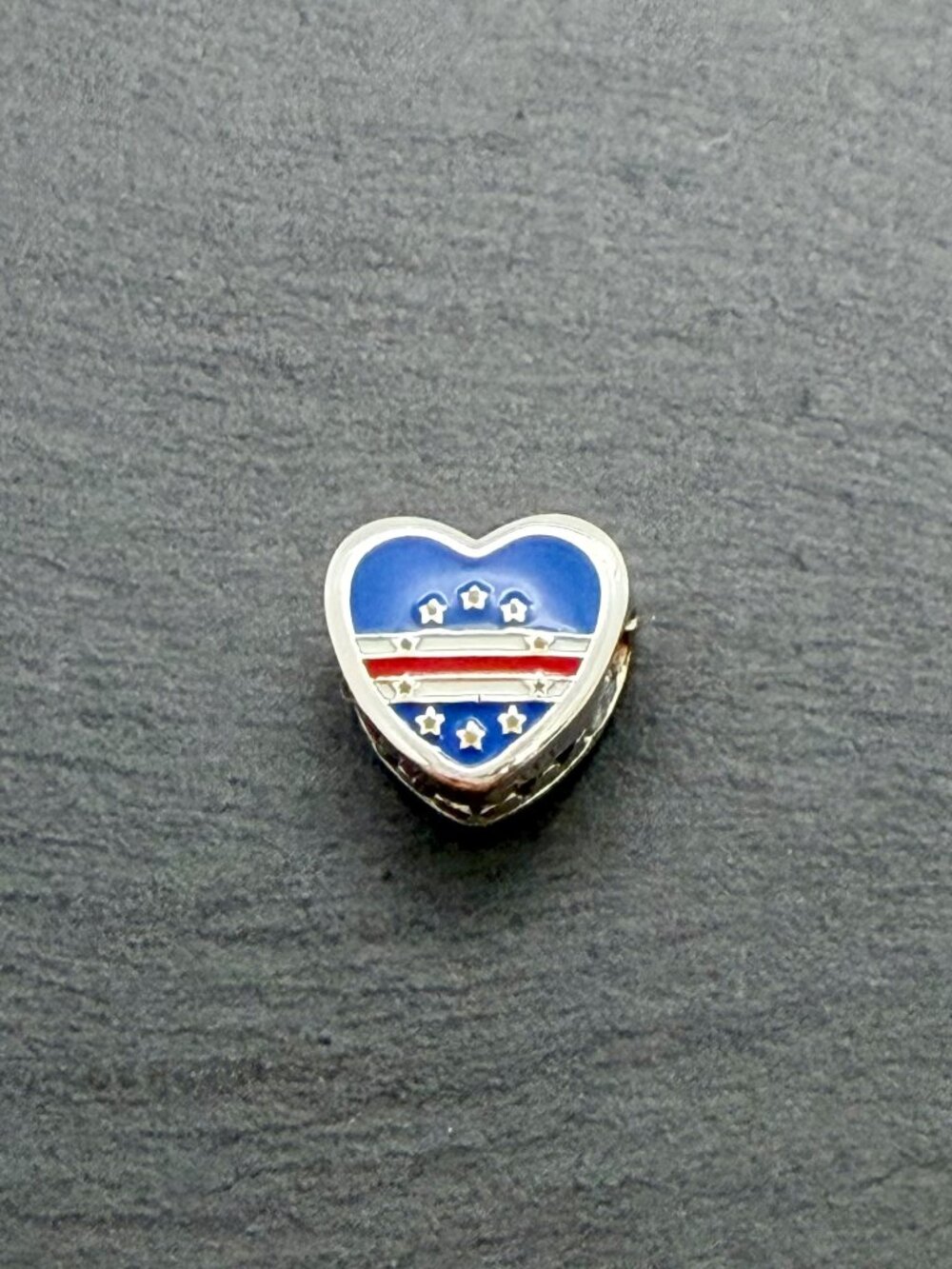 Pandora Cape Verde Flag Heart Charm Sterling Silver Jewelry